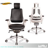 【Merryfair】WAU時尚運動款機能電腦椅(牛皮)-黑皮白框