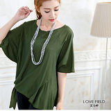 艾之田LOVE FIELD-韓風造型輕柔感綁結連身袖上衣(綠)