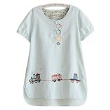 【LOVE20東京館】火車刺繡短袖長版衫(共二色)