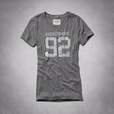 【A & F】2014女時尚超柔92圖形灰色短袖ㄒ恤【預購】