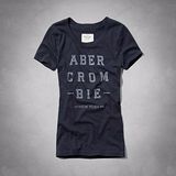 【A & F】2014女復古風超柔BIE圖形寶藍色短袖ㄒ恤【預購】