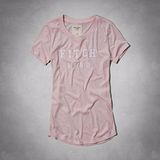 【A & F】2014女復古風超柔字母圖形粉色短袖ㄒ恤【預購】