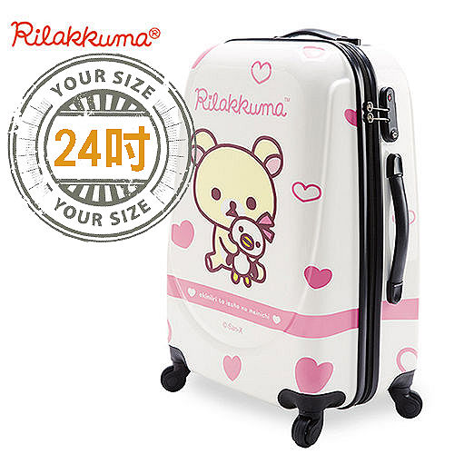 【Rilakkuma拉拉熊】夢幻樂園系列PC超輕高雄 佩 佩量硬殼行李箱24吋(粉)