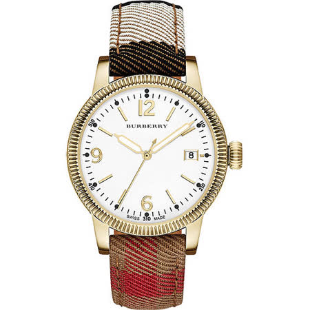 【私心大推】gohappy 線上快樂購BURBERRY Utilitarian 系列時尚腕錶-金框x格紋錶帶 BU7853價格sogo 店