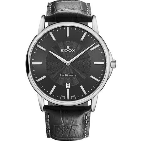 【私心大推】gohappy線上購物EDOX Les Bemonts 薄曼系列石英腕錶-黑 E56001.3.GIN推薦愛 買 分店