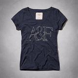 A&F 2014女時尚超柔AF字母寶藍色V領短袖ㄒ恤【預購】