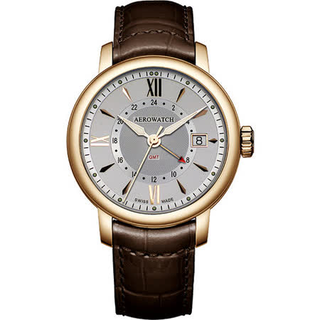 【網購】gohappy快樂購AEROWATCH Renaissance GMT 二地時區腕錶-銀x咖啡色錶帶 A44937RO10效果如何板橋 遠 百 週年 慶 時間