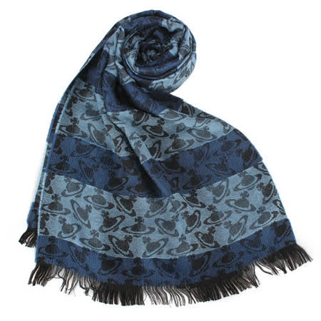 【好物推薦】gohappy快樂購物網Vivienne Westwood 新款條紋雙色滿版星球圖樣披肩圍巾-藍色開箱愛 買 麵包