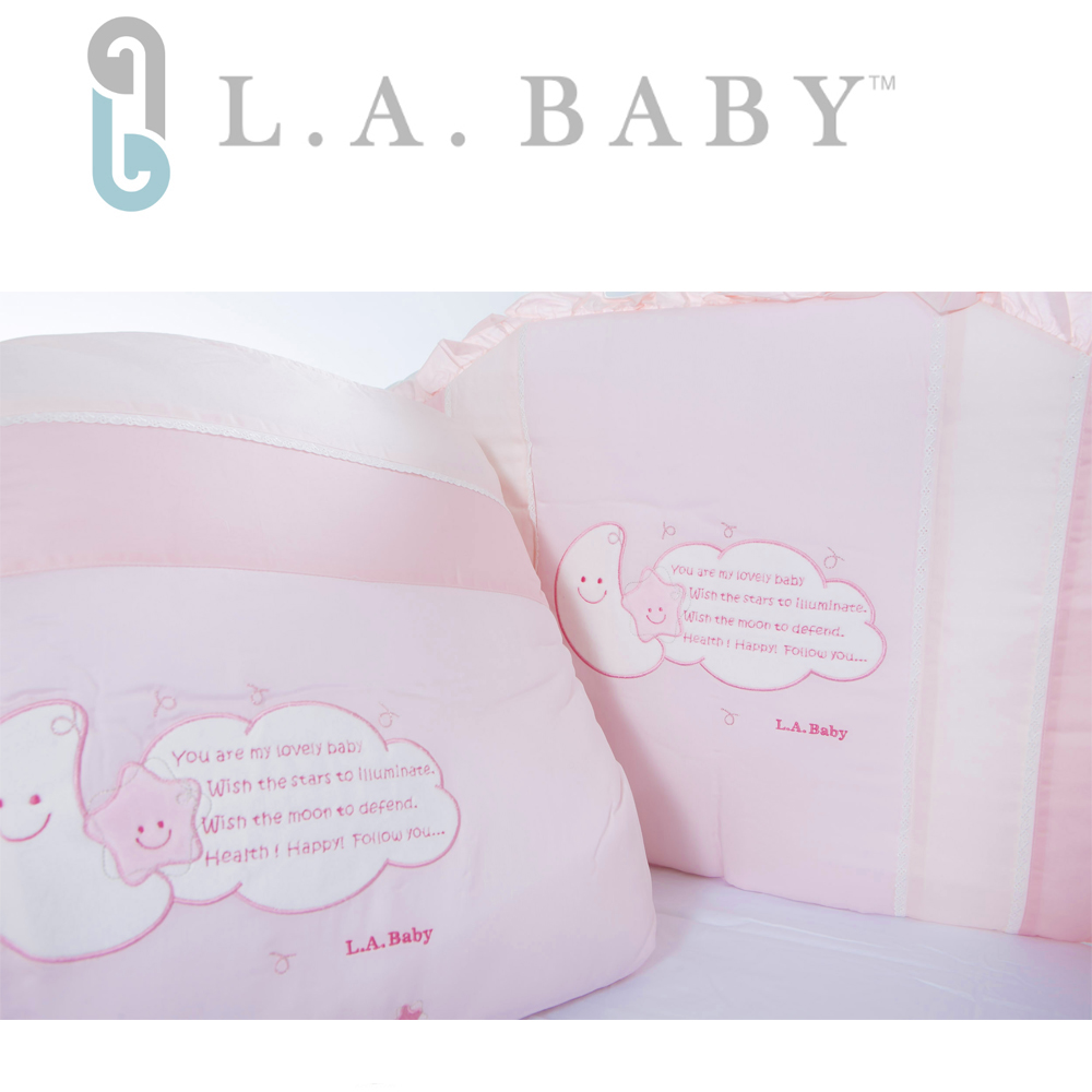 【美國 L.A. Baby】許願星純棉七件式寢具組(L)(MIT 藍色/粉色) 【美國 L.A. Baby】許願星純棉七件式寢具組(L)(MIT 藍色/粉色)