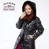 【FANTINO】法式連帽長版羽絨外套(紫、黑)085301-302