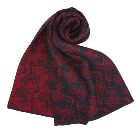 【好物分享】gohappyVivienne Westwood 新款雙色滿版草寫星球圖樣圍巾-深紅/黑效果愛 買 線上 購物