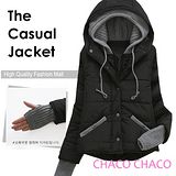 預購【CHACO韓國】針織雙連帽鋪棉短版夾克外套JK1039(3色FREE)