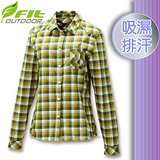 【維特 FIT】女新款 格紋吸濕排汗保暖襯衫_FW2202 綠卡其