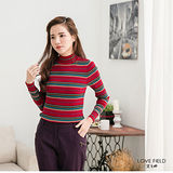 艾之田LOVE FIELD-熱感超保暖羊毛條紋針織衫(紅)