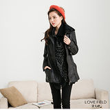 艾之田LOVE FIELD-個性幾何布紋毛領外套(黑)