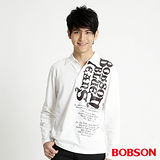 BOBSON 男款字母印圖長袖POLO上衣(米白31019-81)