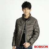 BOBSON 男款雙針V格羽絨外套(咖31047-76)