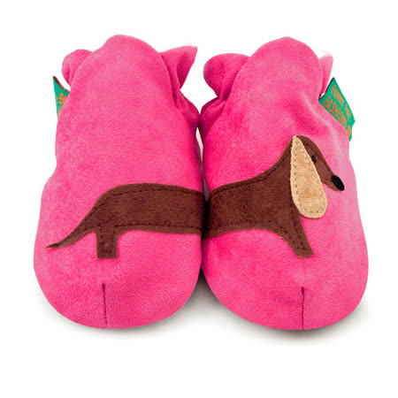 【網購】gohappy 購物網英國 Funky Feet 手工學步鞋 室內鞋 粉紅色臘腸狗 6-24M效果如何愛 買 除夕 營業 時間