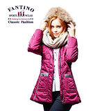 【FANTINO】寒冬嚴選防風保暖長版連帽外套(紫)485204