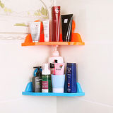 月陽純色系加壓真空吸盤式置物架掛物三角架轉角架超值2入(3940)