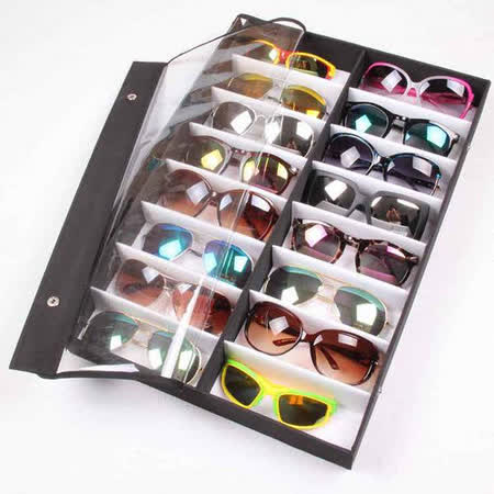【網購】gohappy 購物網【PS Mall】16格多功能透明蓋眼鏡展示收納盒 透明視窗可收納 (J073) 墨鏡收納評價怎樣sogo 百貨 復興 館