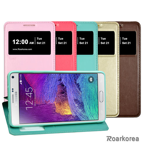 【Roarkorea】Samsung Galaxy Note 4 開框隱藏磁扣式翻頁質感皮套