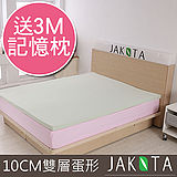 【JAKOTA】3M吸濕排汗10CM雙層蛋型低反發床墊(新一代記憶床墊)-單人3X6.2尺
