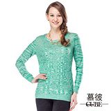 【慕彼】圓領雙色交織套頭毛衣-綠