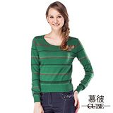 【慕彼】素面細條套頭毛衣-綠