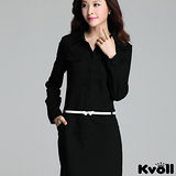 【KVOLL中大尺碼】黑色立領修身OL氣質連衣裙