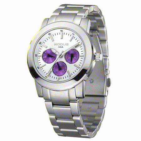 【開箱心得分享】gohappy 線上快樂購MODUS GA12001-CJ 時尚都會型三眼六針石英腕錶(銀色/白紫面)哪裡買sogo 網站