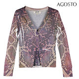 【AGOSTO】義式鱗紋造型針織外套 隱藏版精選 G22028)