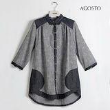 【AGOSTO】典雅碎花長版襯衫(P22057)