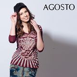 【AGOSTO】經典義式圖騰長袖T恤 (G22061)