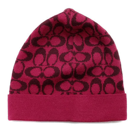 【真心勸敗】gohappy 購物網COACH 紫紅C Logo麥利諾羊毛帽價錢遠 百 活動