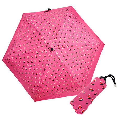 【網購】gohappyCOACH 粉紅心型疊影圖繪輕量攜帶型晴雨傘好嗎愛 買 週年 慶