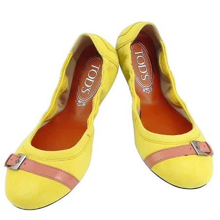 【勸敗】gohappyTODS 麂皮豆豆弧形芭蕾舞鞋(37.5號)(檸檬黃色)價錢愛 買 中 壢
