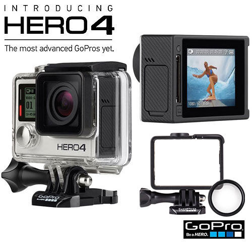 GoPro HERO4 專業觸控螢幕銀色版(公司貨)+快拆式dod行車紀錄器mobile01外框固定架 ANDFR-302