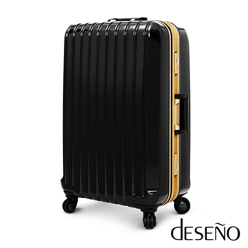 【Deseno-Weekende101 百貨r】瑰麗絢燦26吋鋁框PC鏡面行李箱(黑金)
