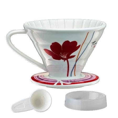 【真心勸敗】gohappy線上購物Tiamo V01陶瓷咖啡濾杯組-附量匙.滴水盤(紅色) HG5546R推薦太平洋 sogo 天母 店