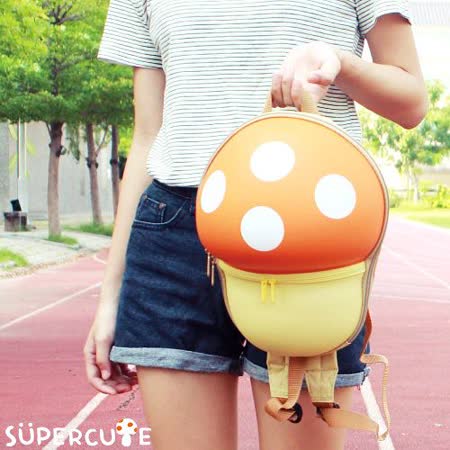 【好物推薦】gohappy快樂購物網Supercute 蘑菇雙肩背包 - 橘色價格臺北 sogo