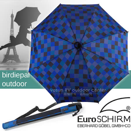【德國 EuroSCHIRM】《台中 大 遠 百 地址登山款》全世界最強的雨傘!!! SWING HANDFREE 戶外專用風暴傘/抗導電.質輕.強韌/非折疊傘_方格黑藍 W208-CWS6