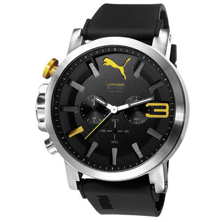 【好物分享】gohappy線上購物PUMA Ultrasize模擬追擊大錶徑雙眼腕錶-銀框黃x黑好用嗎愛 買 三重 營業 時間
