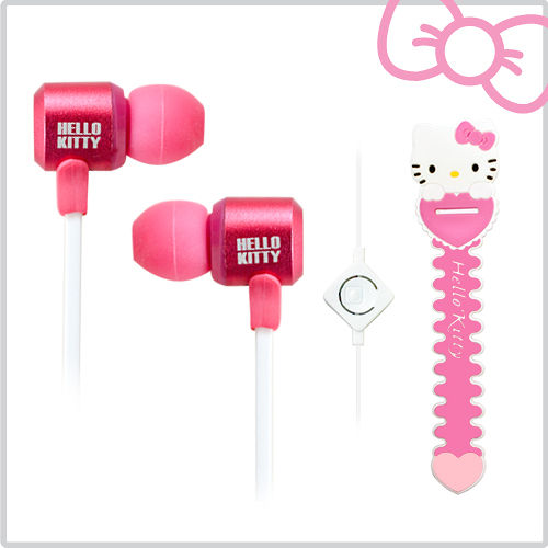 Hello Kitty經典造型線控耳機 (KT-EM12)--俏皮粉(KT-EM12P)