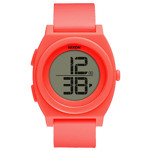 NIXON TIME TELLER DIGI潮流行者電子運動錶-螢光珊瑚紅