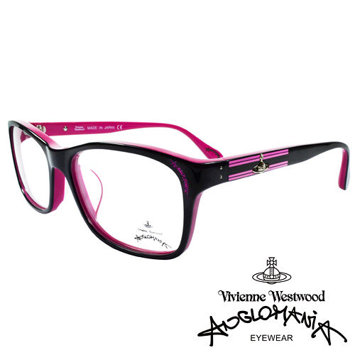 Vivienne Westwood 英國Anglomania霸氣率性★線條LOGO光學眼鏡(黑+桃紅)AN29103 Vivienne Westwood 英國Anglomania霸氣率性★線條LOGO光學眼鏡(黑+桃紅)AN29103