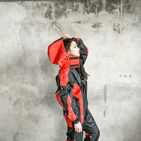 OutPerform-戰神Mars兩件台北 市 愛 買式風雨衣-黑/橘紅