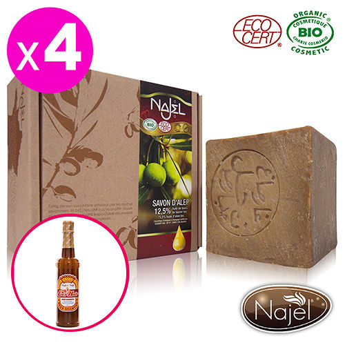 【法國原裝進口 Najel】皇室秘傳有機馬賽皂尊爵禮x4盒(200gx4加贈啤酒酵母洗髮精) 【法國原裝進口 Najel】皇室秘傳有機馬賽皂尊爵禮x4盒(200gx4加贈啤酒酵母洗髮精)