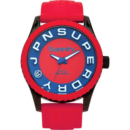 【開箱心得分享】gohappy快樂購Superdry極度乾燥 Tokyo系列炫彩視覺運動腕錶-亮紅x藍x大效果佩 佩 媽