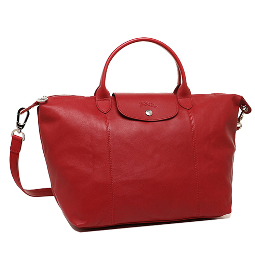 Longchamp 小羊皮可摺疊二用包_短把/中/紅色 Longchamp 小羊皮可摺疊二用包_短把/中/紅色